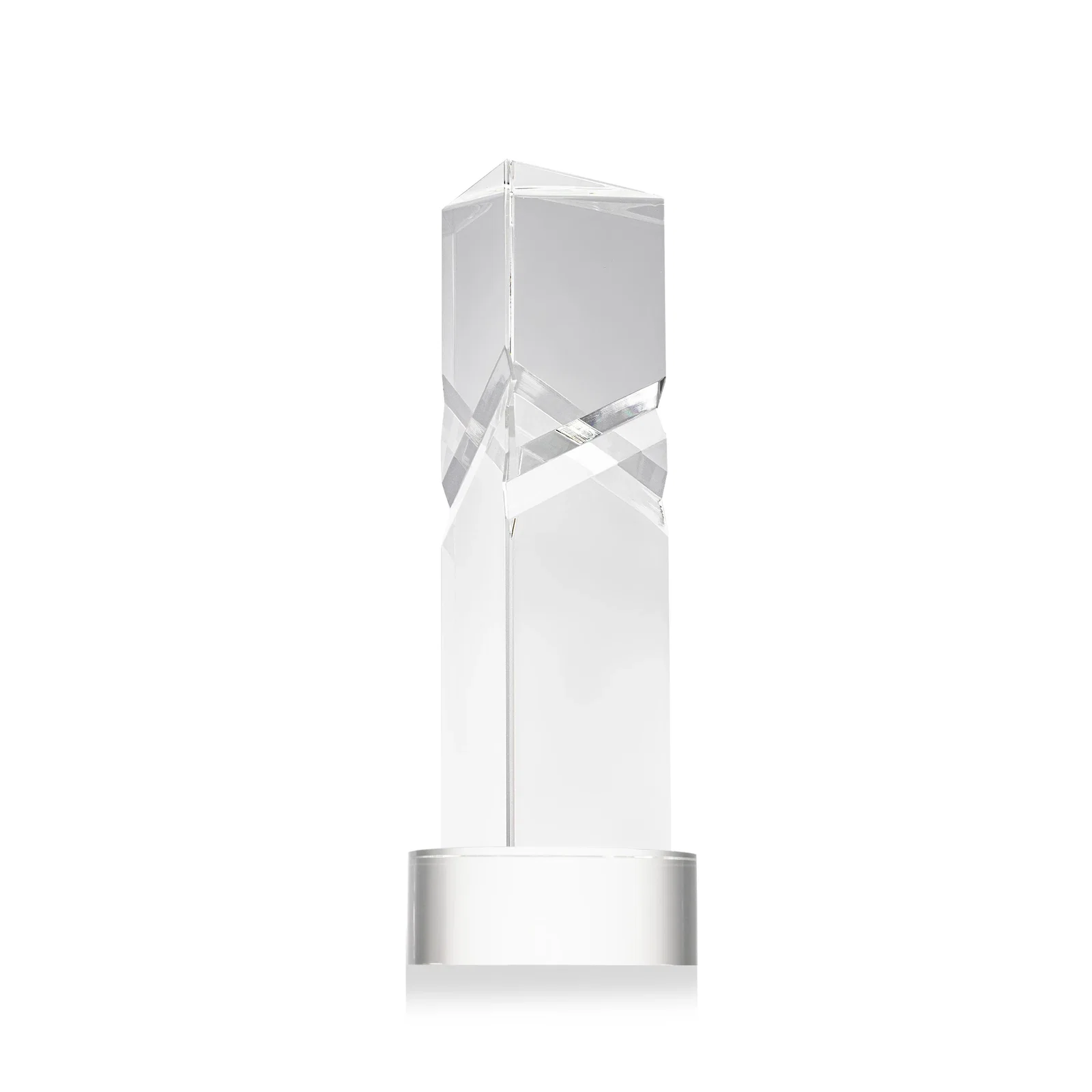 Promotional Optical Crystal Pyramid Award with Deep Interchanging Facets for volunteer appreciation