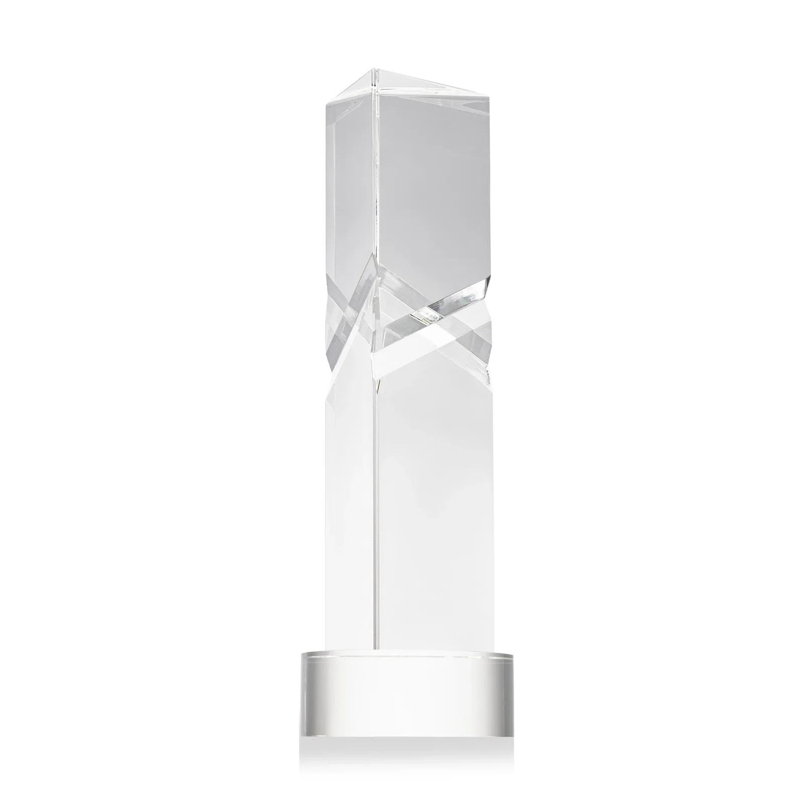 Promotional Optical Crystal Pyramid Award with Deep Interchanging Facets for dealer and partner awards