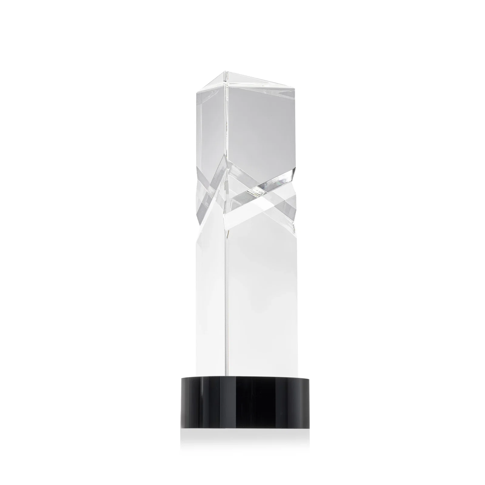 Branded Optical Crystal Pyramid Award with Deep Interchanging Facets for sales achievement awards