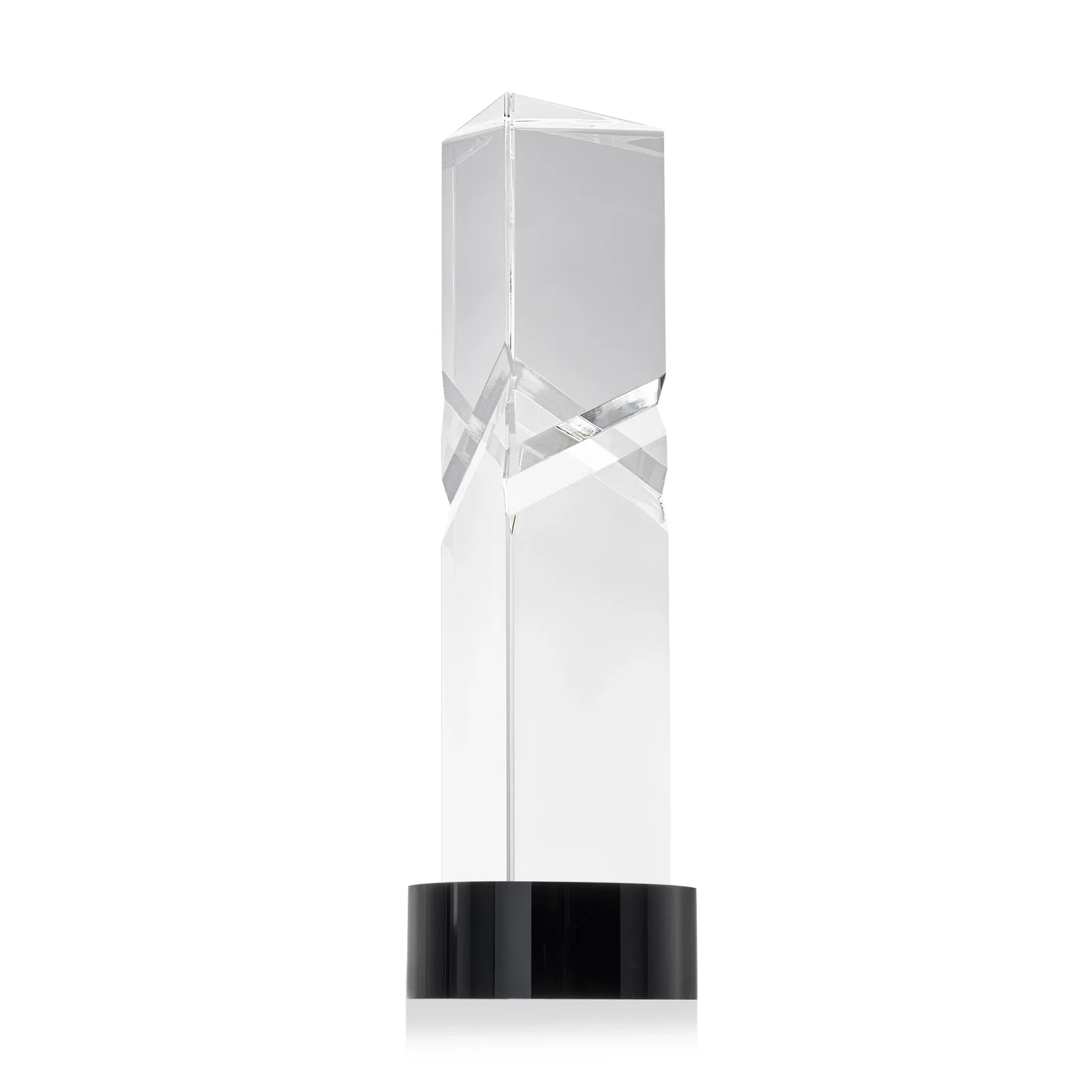 Branded Optical Crystal Pyramid Award with Deep Interchanging Facets for retirement presentations