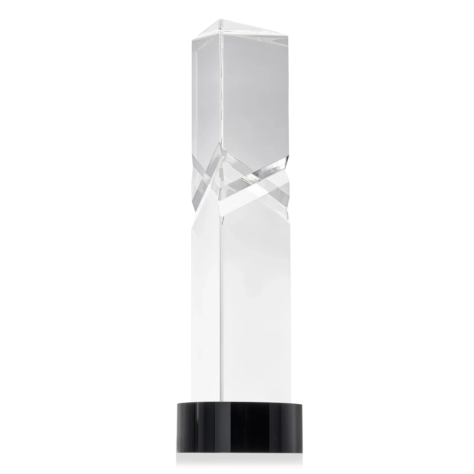 Branded Optical Crystal Pyramid Award with Deep Interchanging Facets for team milestone celebrations