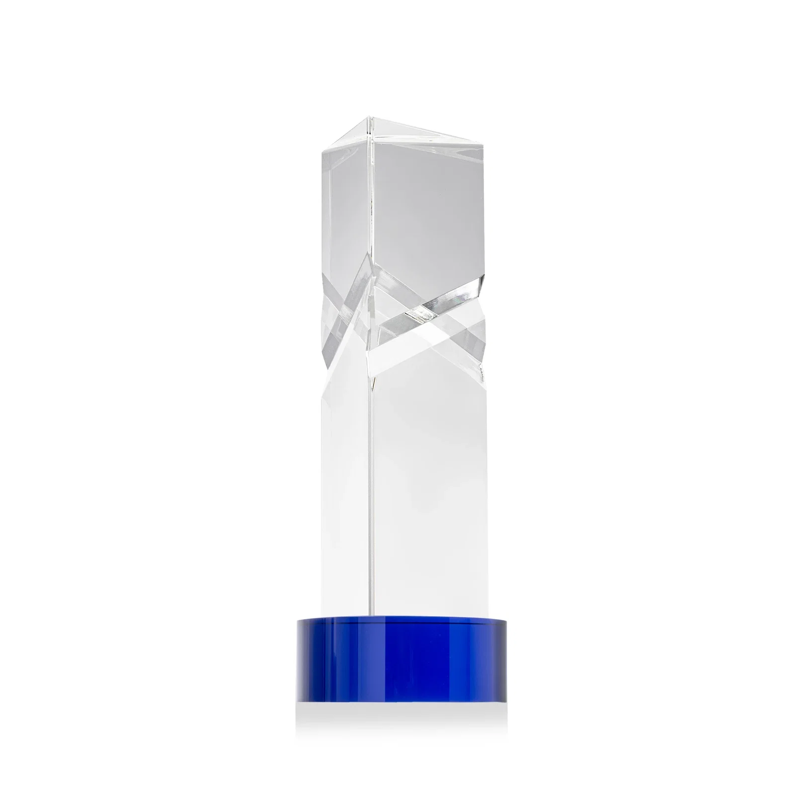 Branded Optical Crystal Pyramid Award with Deep Interchanging Facets for donor appreciation