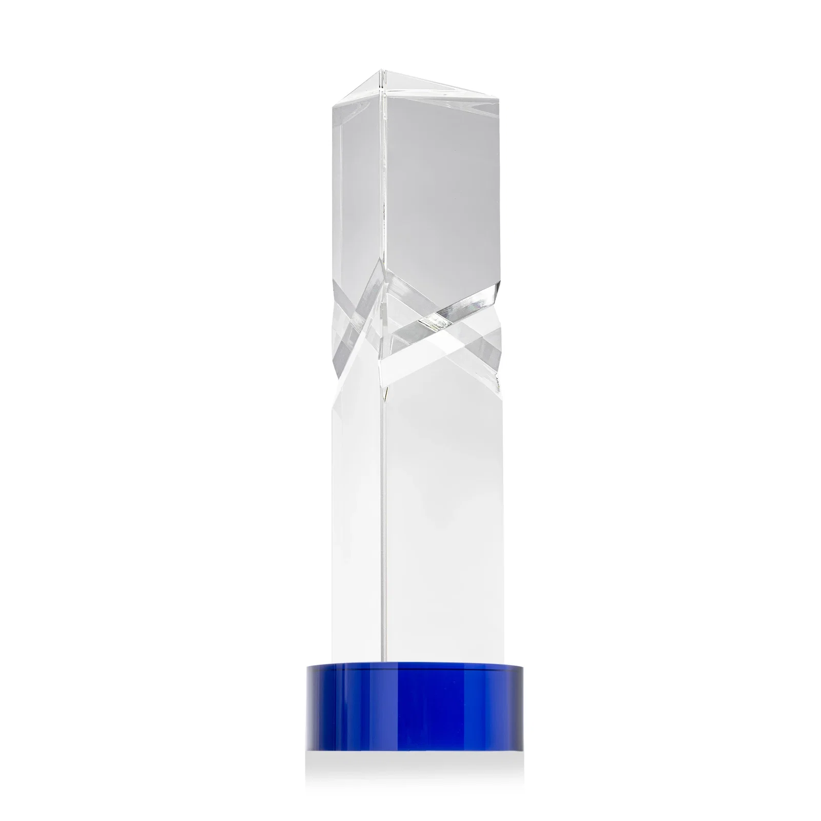 Branded Optical Crystal Pyramid Award with Deep Interchanging Facets for graduation ceremonies