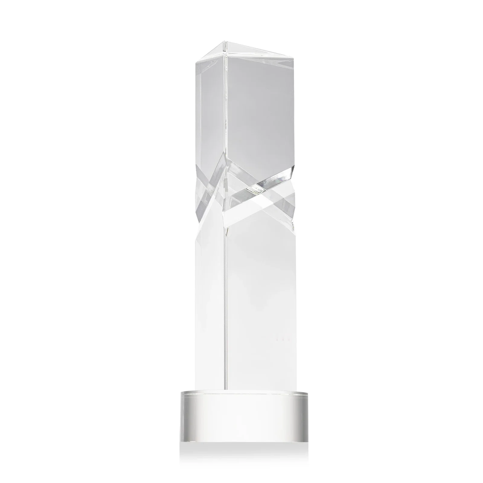 Branded Optical Crystal Pyramid Award with Deep Interchanging Facets for dealer and partner awards