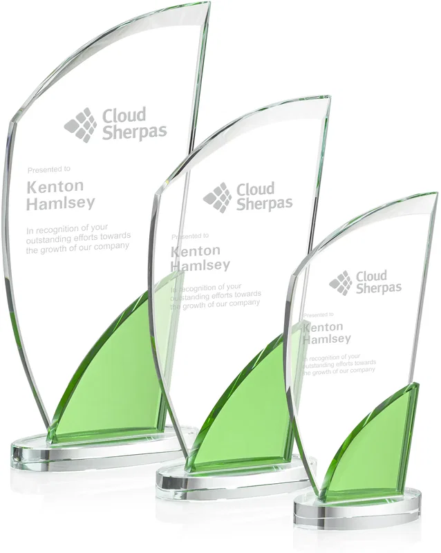 Elegant Emerald Crystal Sail Achievement Award β view 1