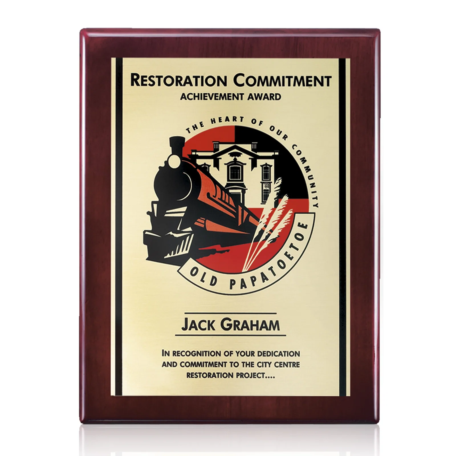 Personalized Full Color Sublimated Plate Plaque on Piano Finish for team milestone celebrations