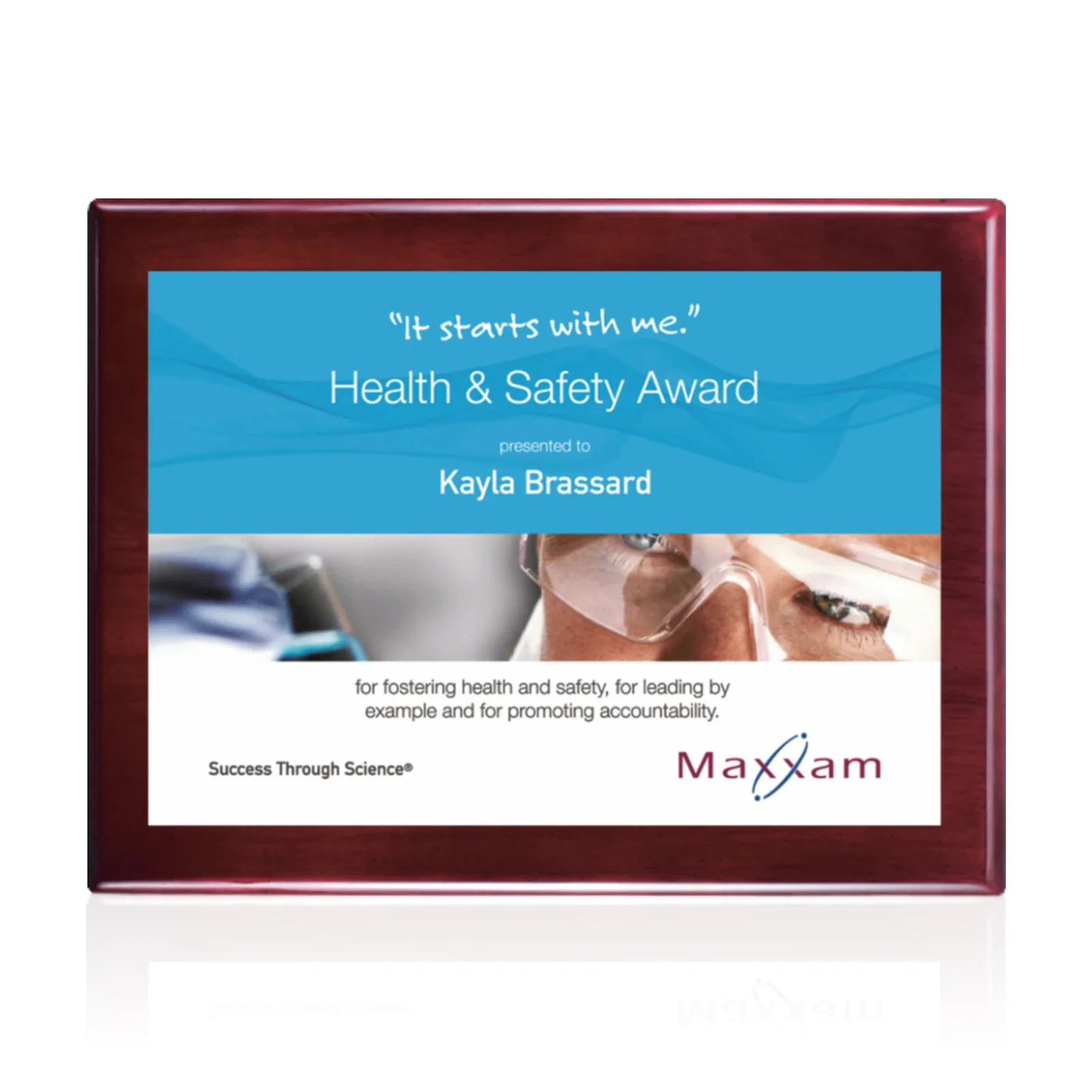 Personalized Full Color Sublimated Plate Plaque on Piano Finish for safety achievement programs
