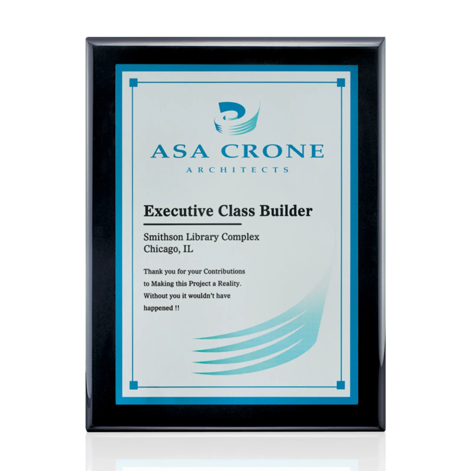 Custom Full Color Sublimated Plate Plaque on Piano Finish for service anniversary gifts