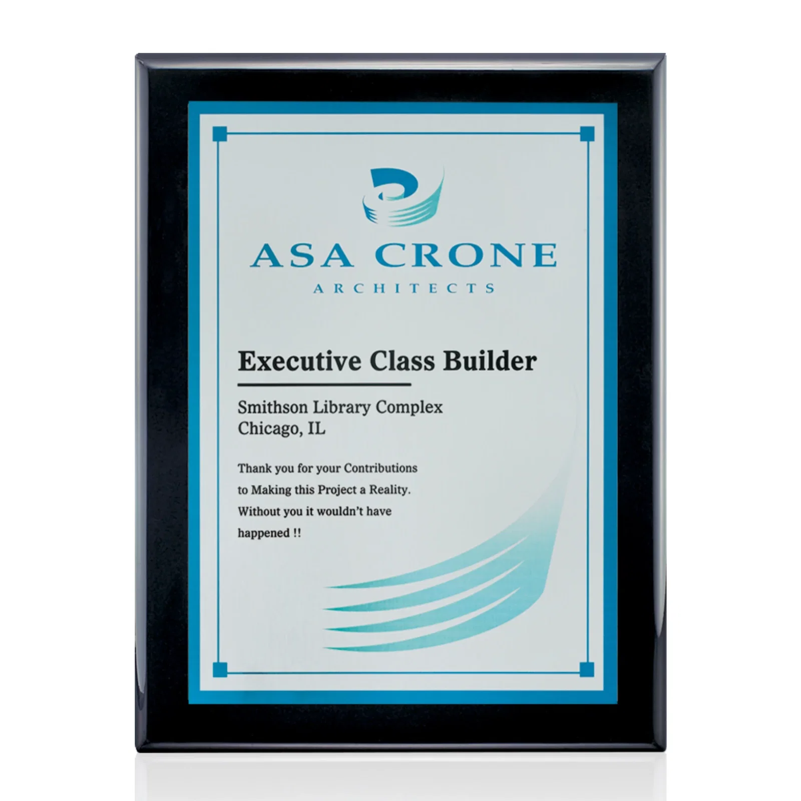 Custom Full Color Sublimated Plate Plaque on Piano Finish for retirement presentations