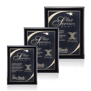 Black Piano Finish Plaque with Gold Accent Plate