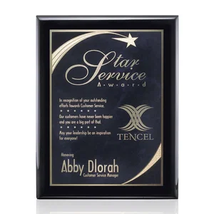 Black Piano Finish Plaque with Gold Accent Plate