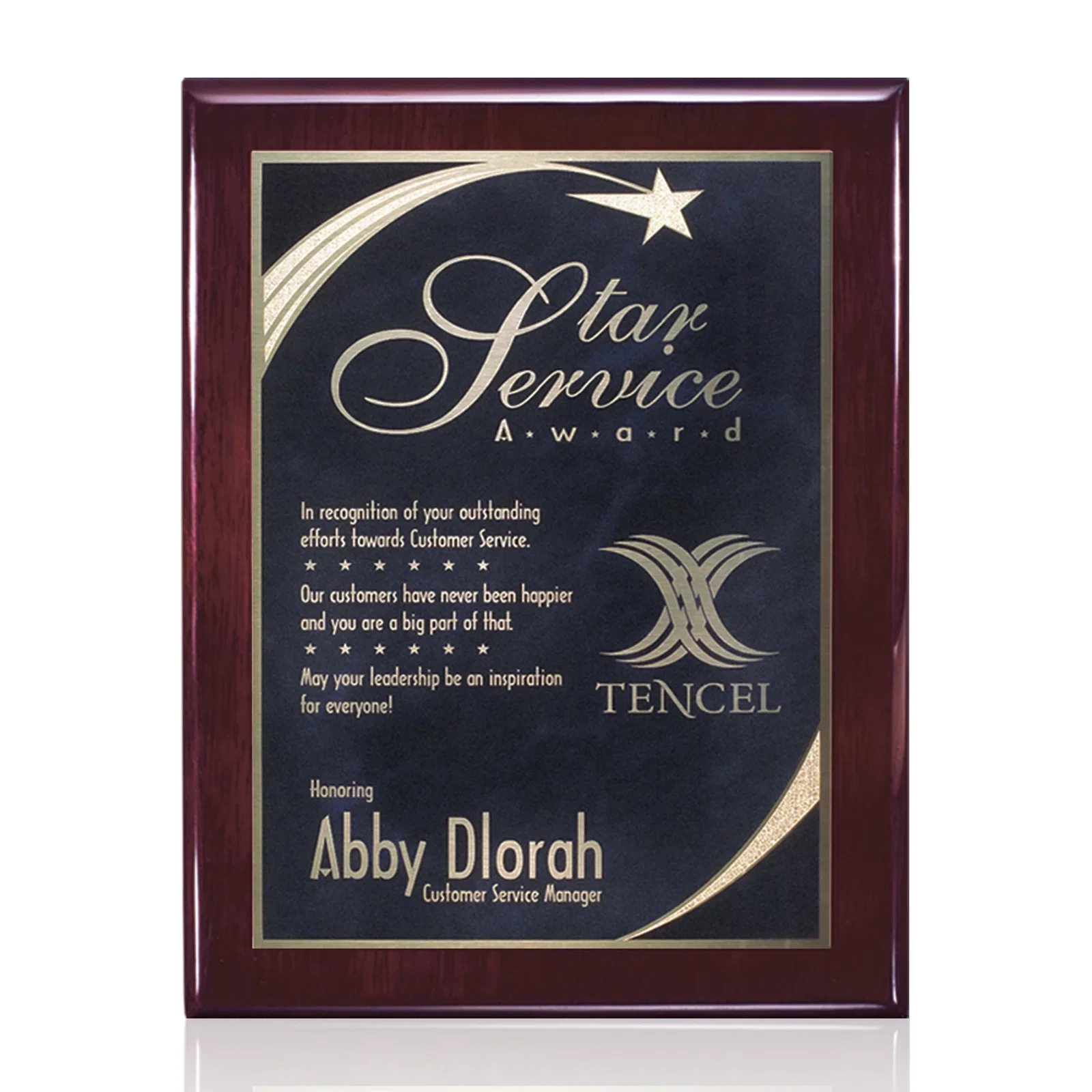 Custom Black Piano Finish Plaque with Gold Accent Plate for graduation ceremonies