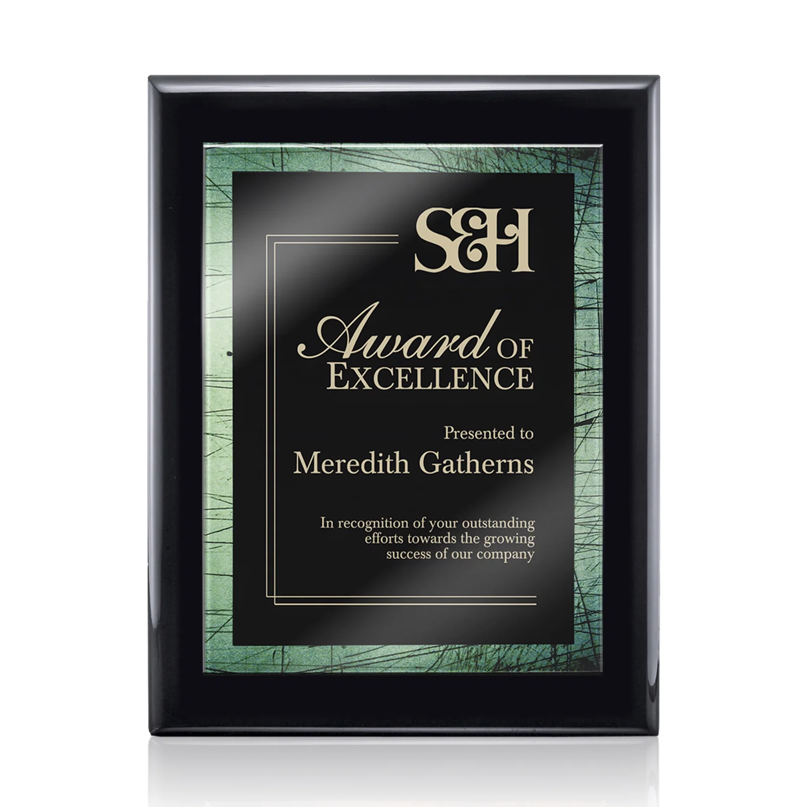 Custom Black Piano Finish Plaque with Red Acrylic Bordered Plate for retirement presentations