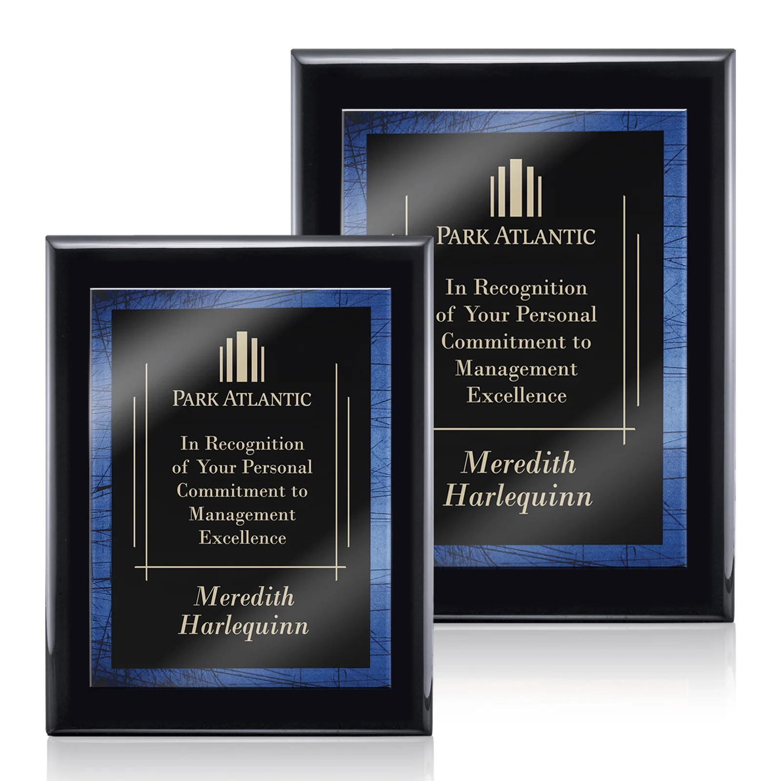 Custom Black Piano Finish Plaque with Red Acrylic Bordered Plate for donor appreciation