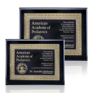 Ornate Brass-Bordered Certificate Plaque on Wood