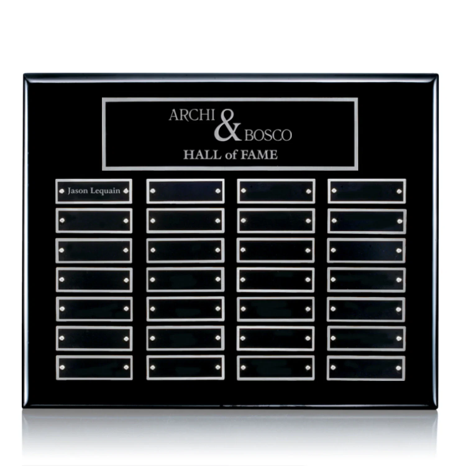 Custom Piano Finish Perpetual Plaque With Wide Shallow Header Plate for volunteer appreciation