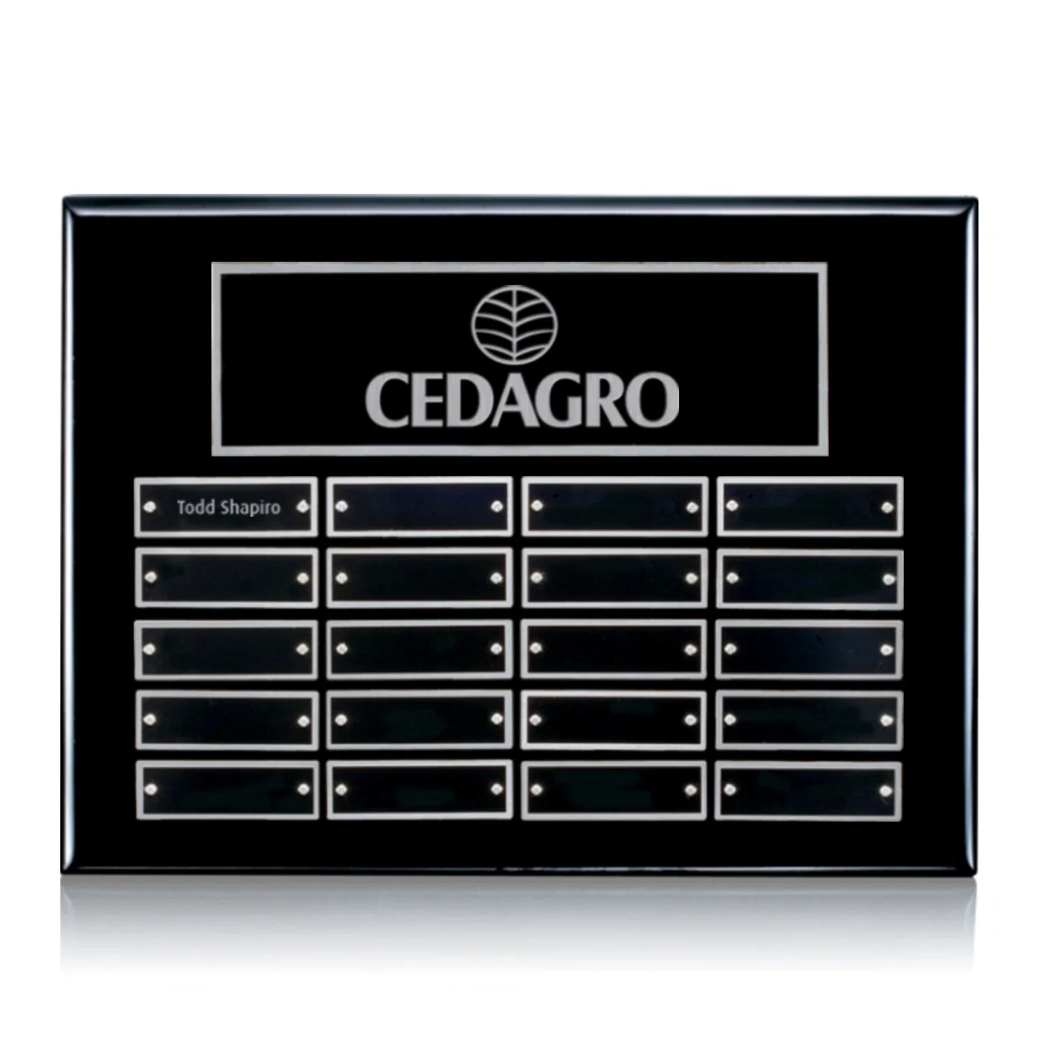 Custom Piano Finish Perpetual Plaque With Wide Shallow Header Plate for safety achievement programs