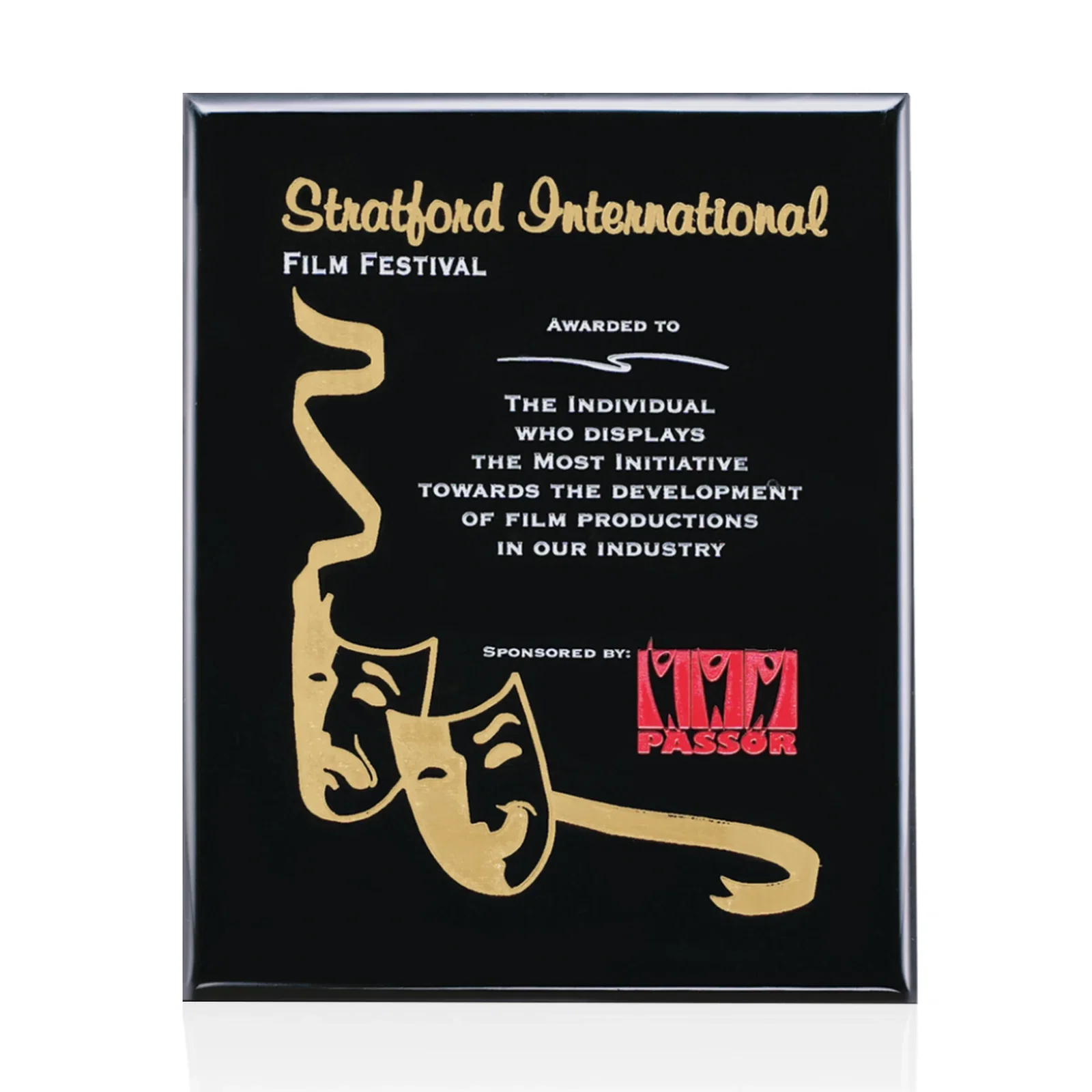 Custom Black piano finish plaque, gloss lacquer not matte wood for service anniversary gifts