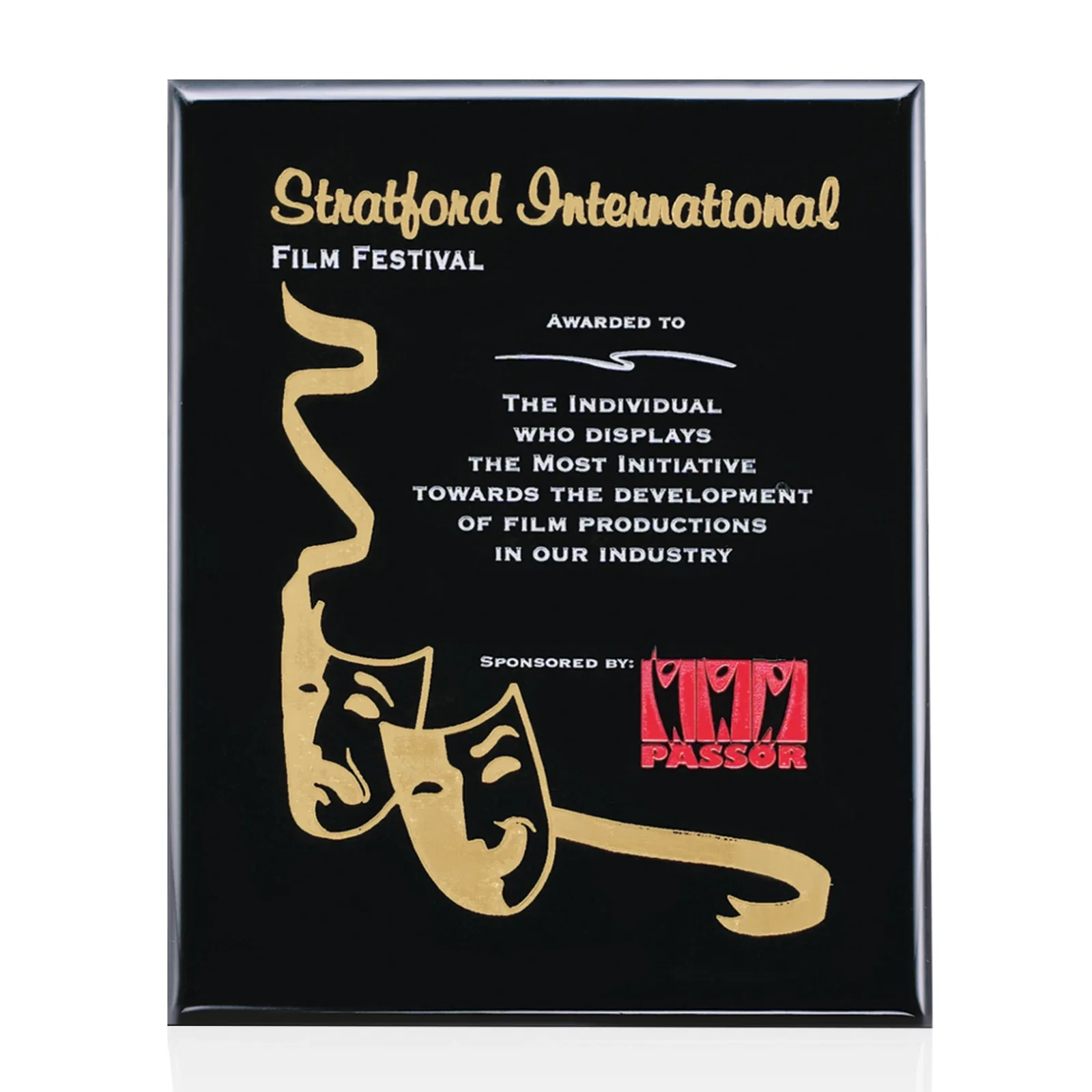 Custom Black piano finish plaque, gloss lacquer not matte wood for retirement presentations