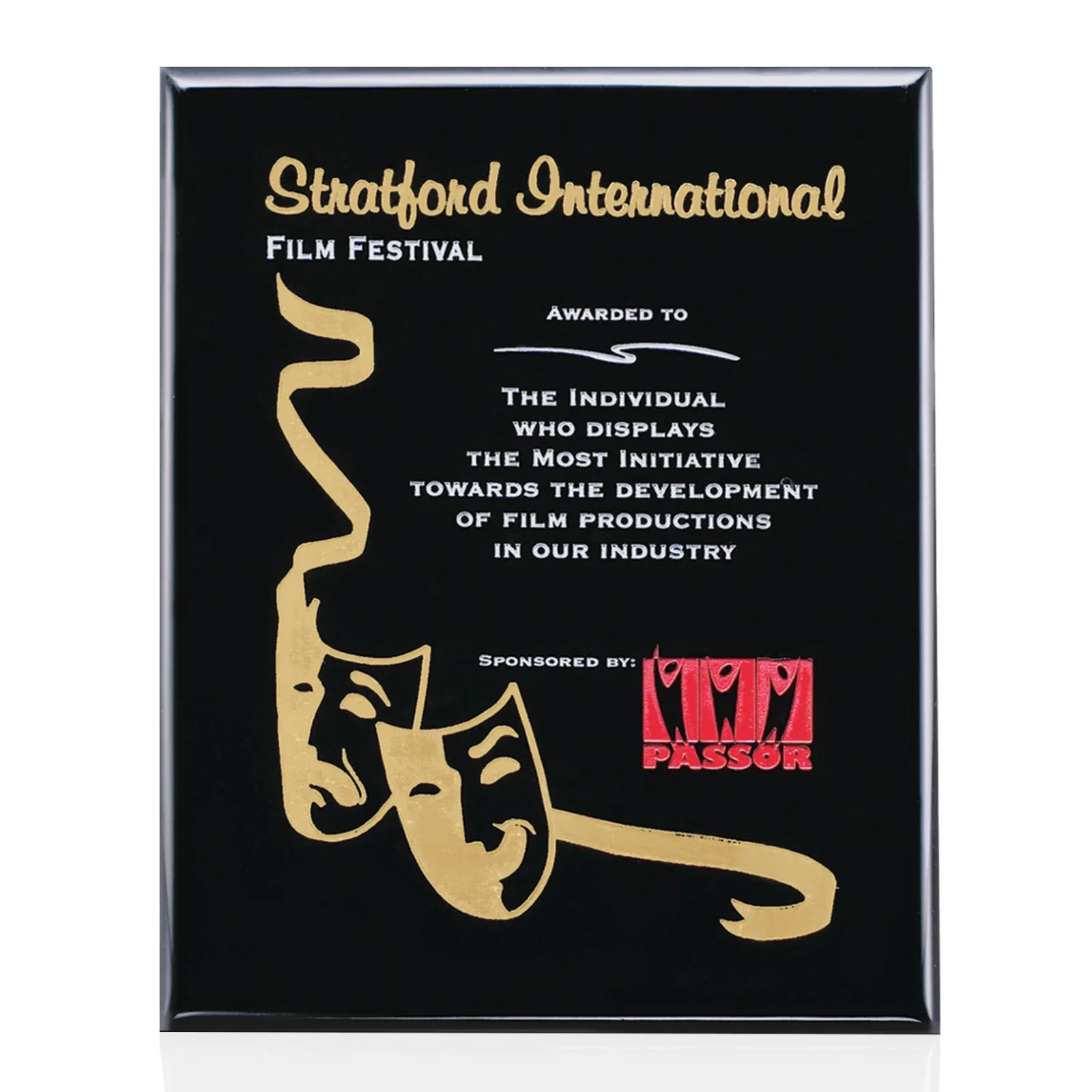 Custom Black piano finish plaque, gloss lacquer not matte wood for team milestone celebrations