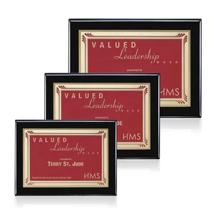 Black Piano Finish Plaque with Gold-Bordered Burgundy Plate
