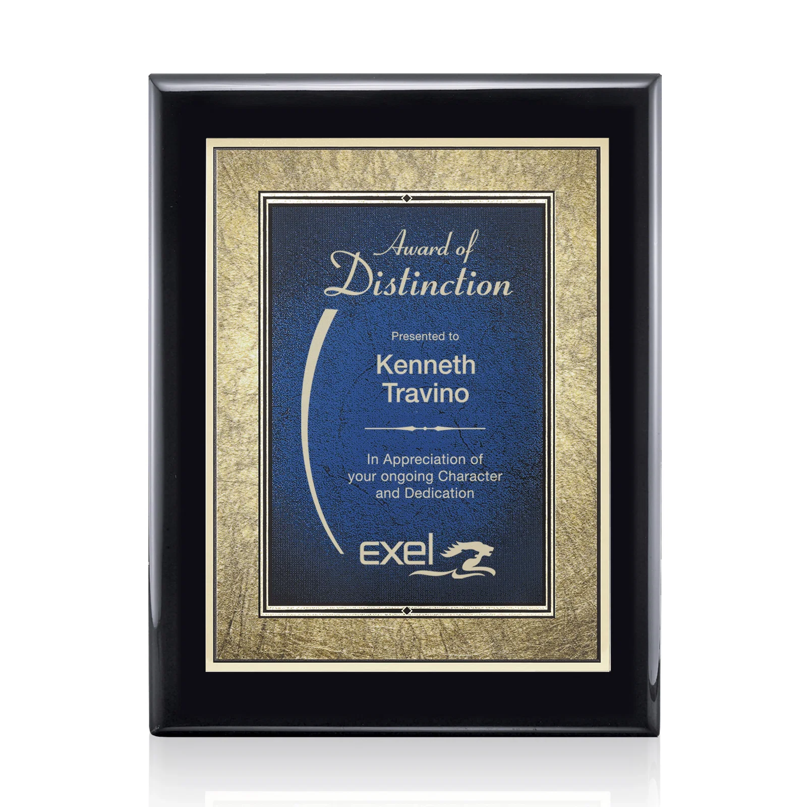 Custom Piano Finish Plaque in Black, Burgundy, or Blue with Gold Border for donor appreciation