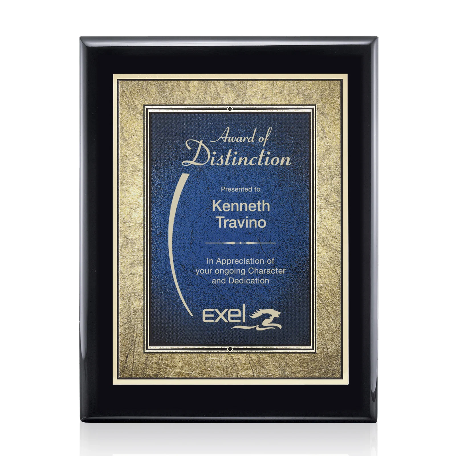 Custom Piano Finish Plaque in Black, Burgundy, or Blue with Gold Border for graduation ceremonies