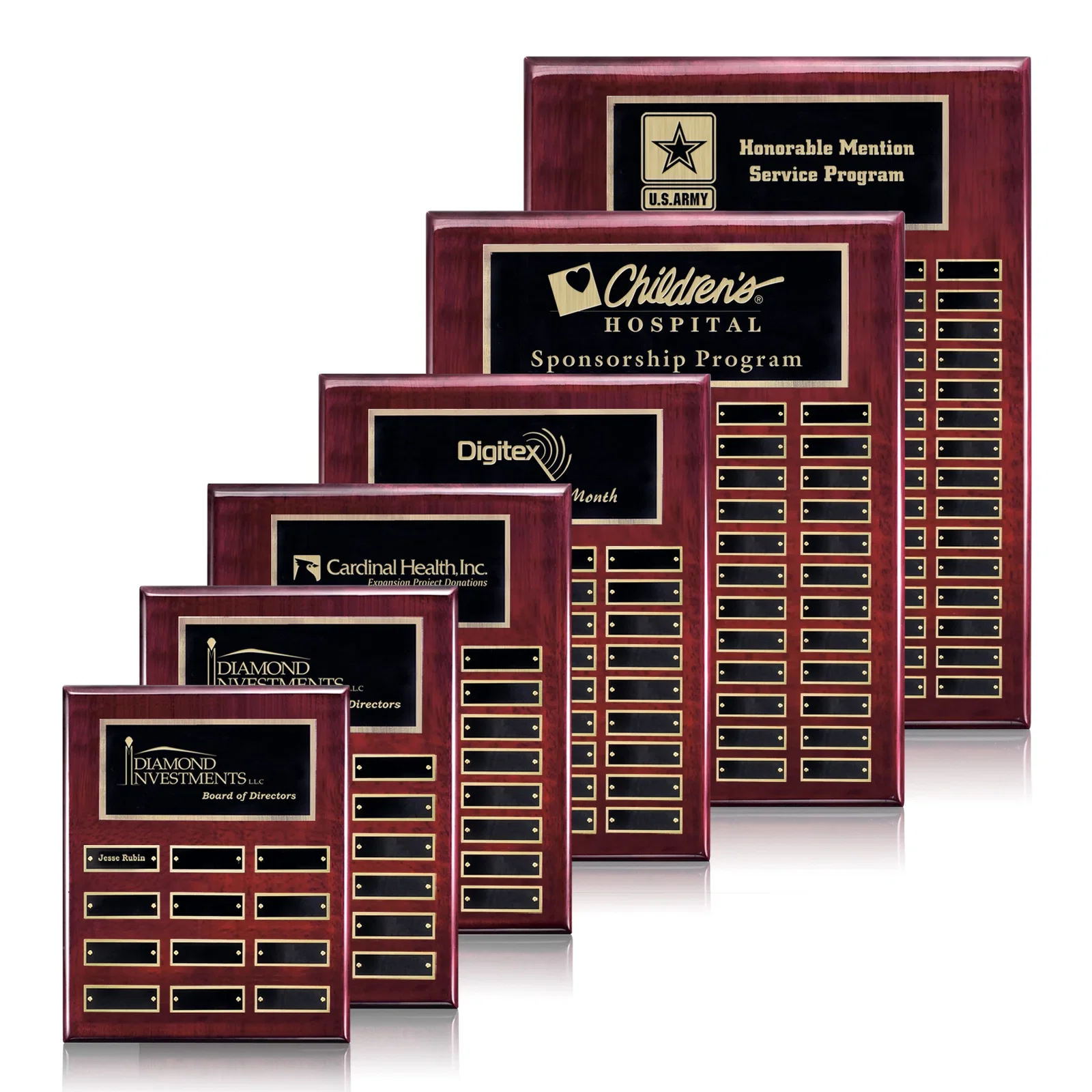 Custom Piano Finish Perpetual Plaque With Plates Shipped Blank And Attached for employee recognition