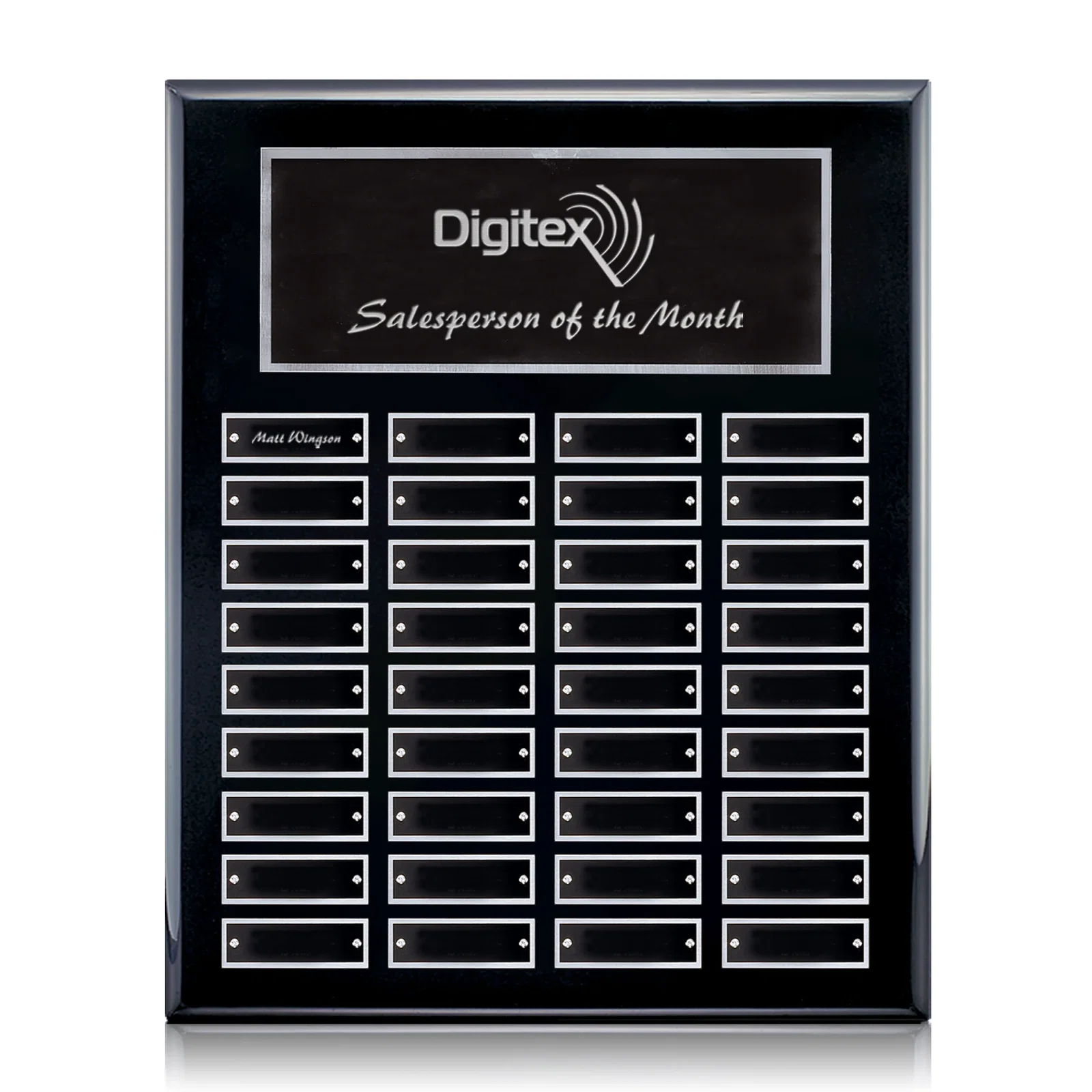 Custom Piano Finish Perpetual Plaque With Plates Shipped Blank And Attached for company anniversary events
