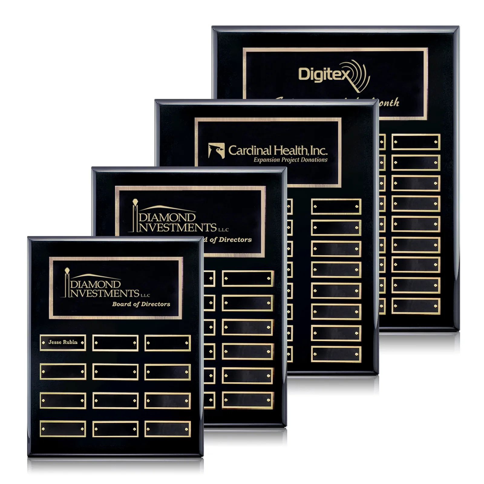 Personalized Piano Finish Perpetual Plaque With Plates Shipped Blank And Attached for employee recognition