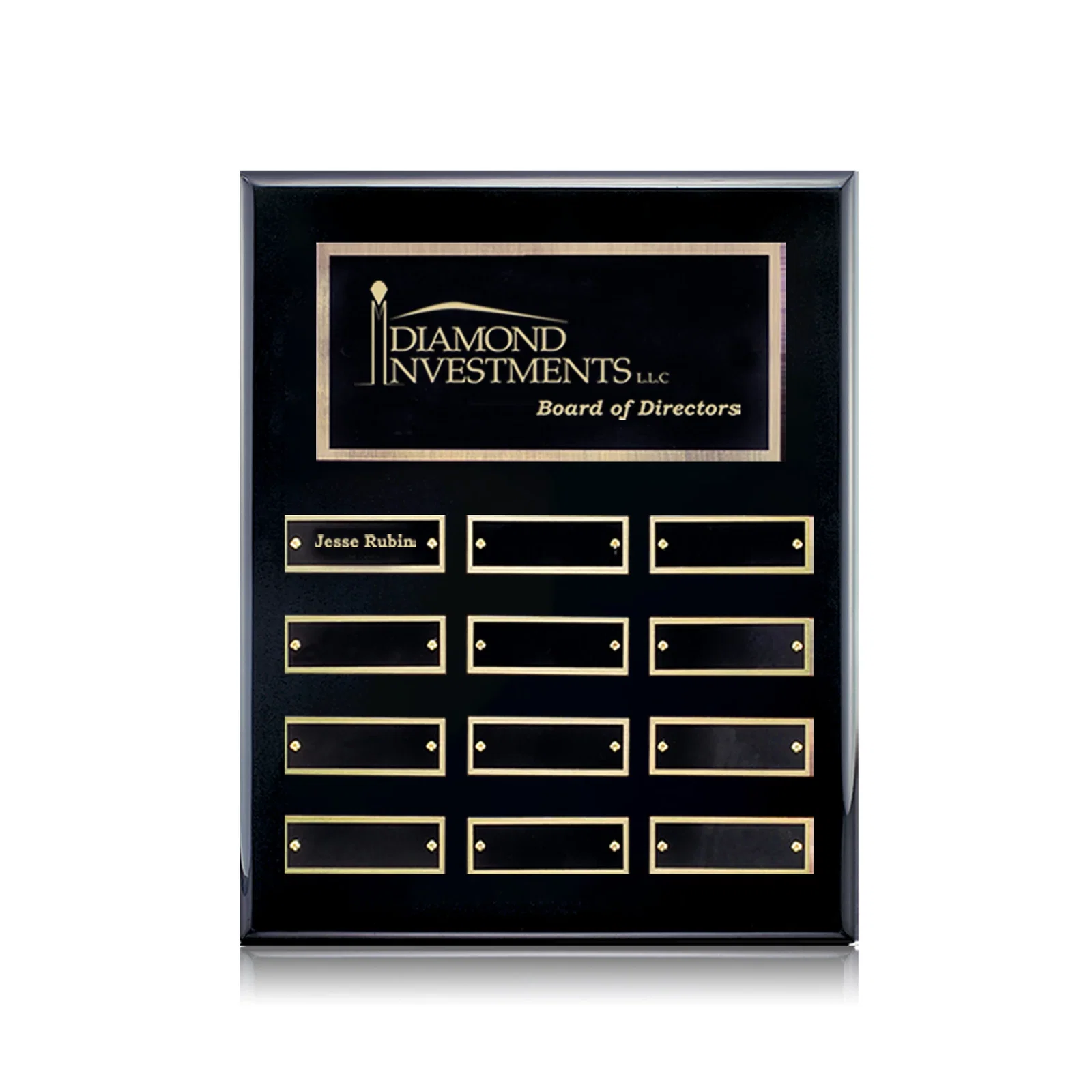 Personalized Piano Finish Perpetual Plaque With Plates Shipped Blank And Attached for corporate award ceremonies