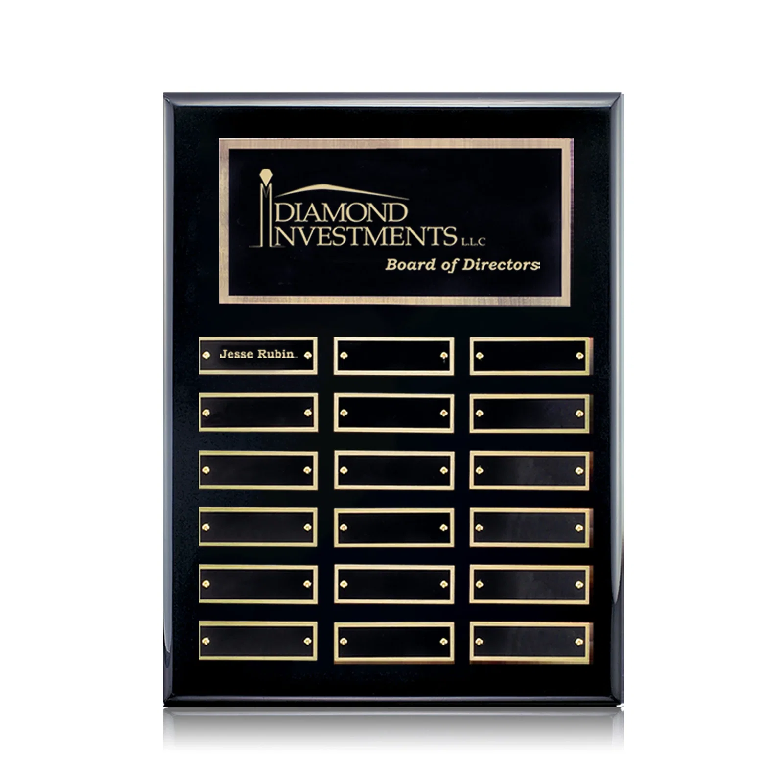 Personalized Piano Finish Perpetual Plaque With Plates Shipped Blank And Attached for service anniversary gifts