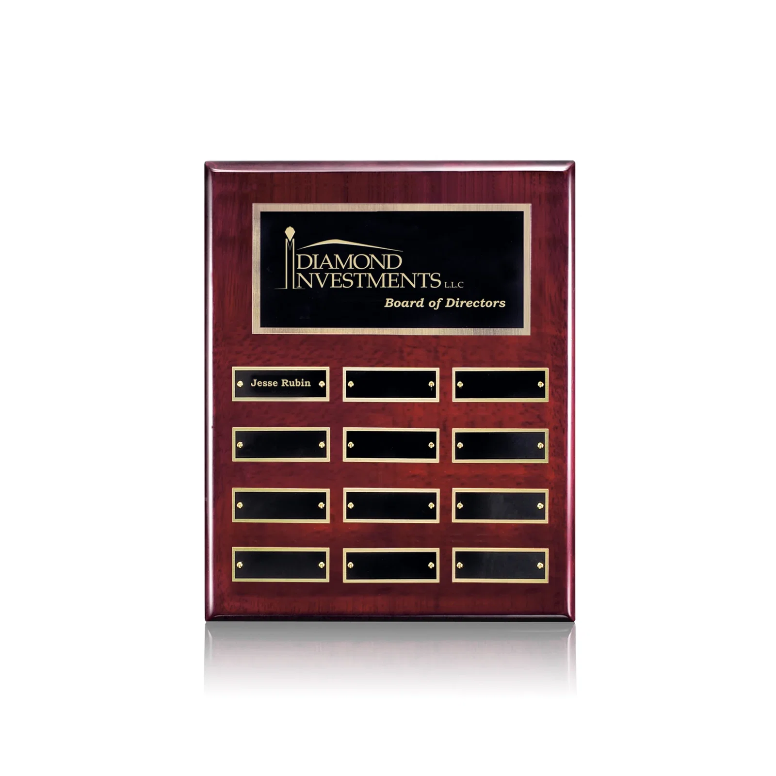 Custom Piano Finish Perpetual Plaque With Plates Shipped Blank And Attached for corporate award ceremonies