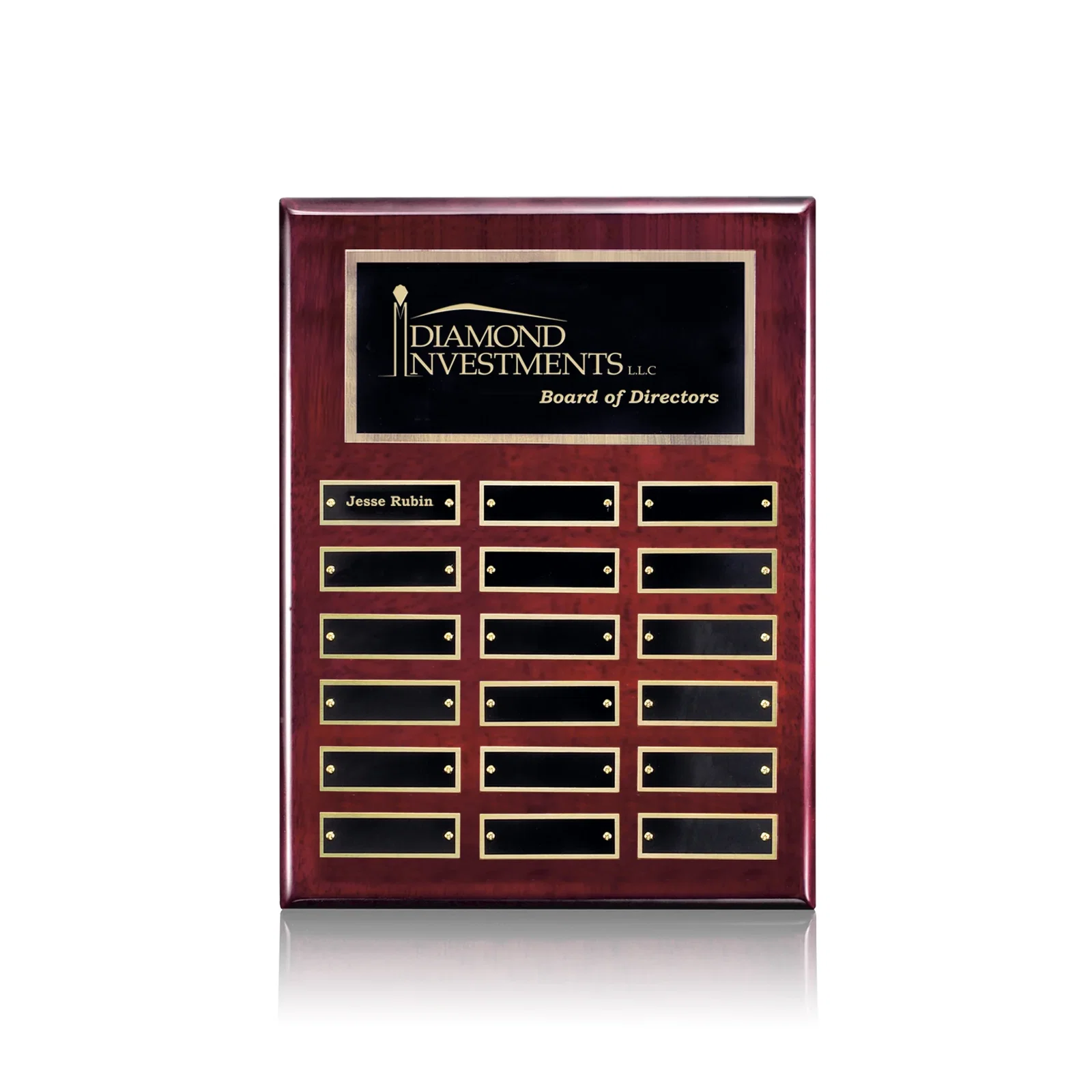 Custom Piano Finish Perpetual Plaque With Plates Shipped Blank And Attached for service anniversary gifts