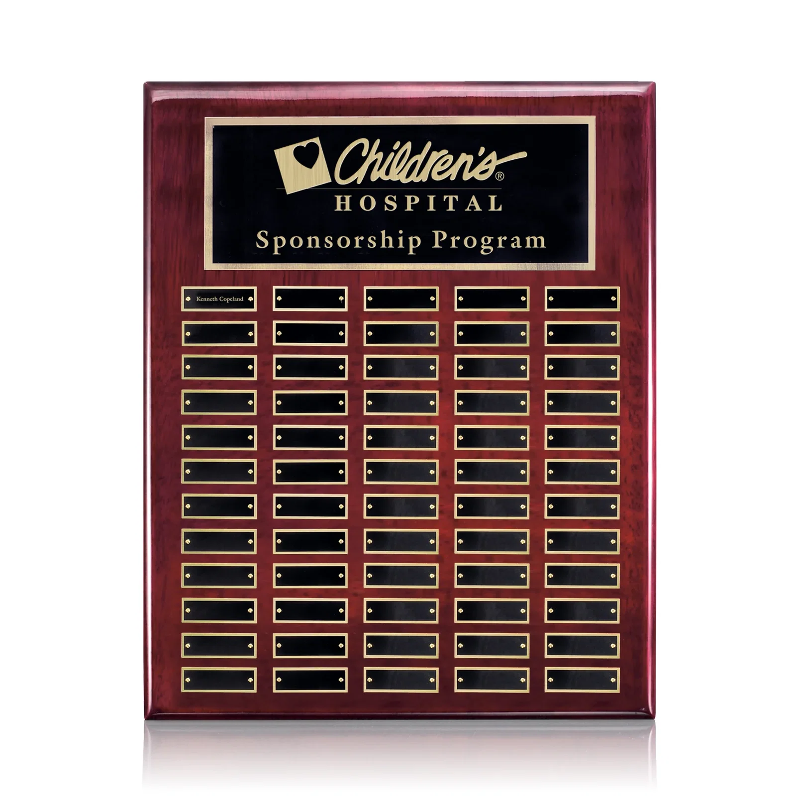 Custom Piano Finish Perpetual Plaque With Plates Shipped Blank And Attached for team milestone celebrations