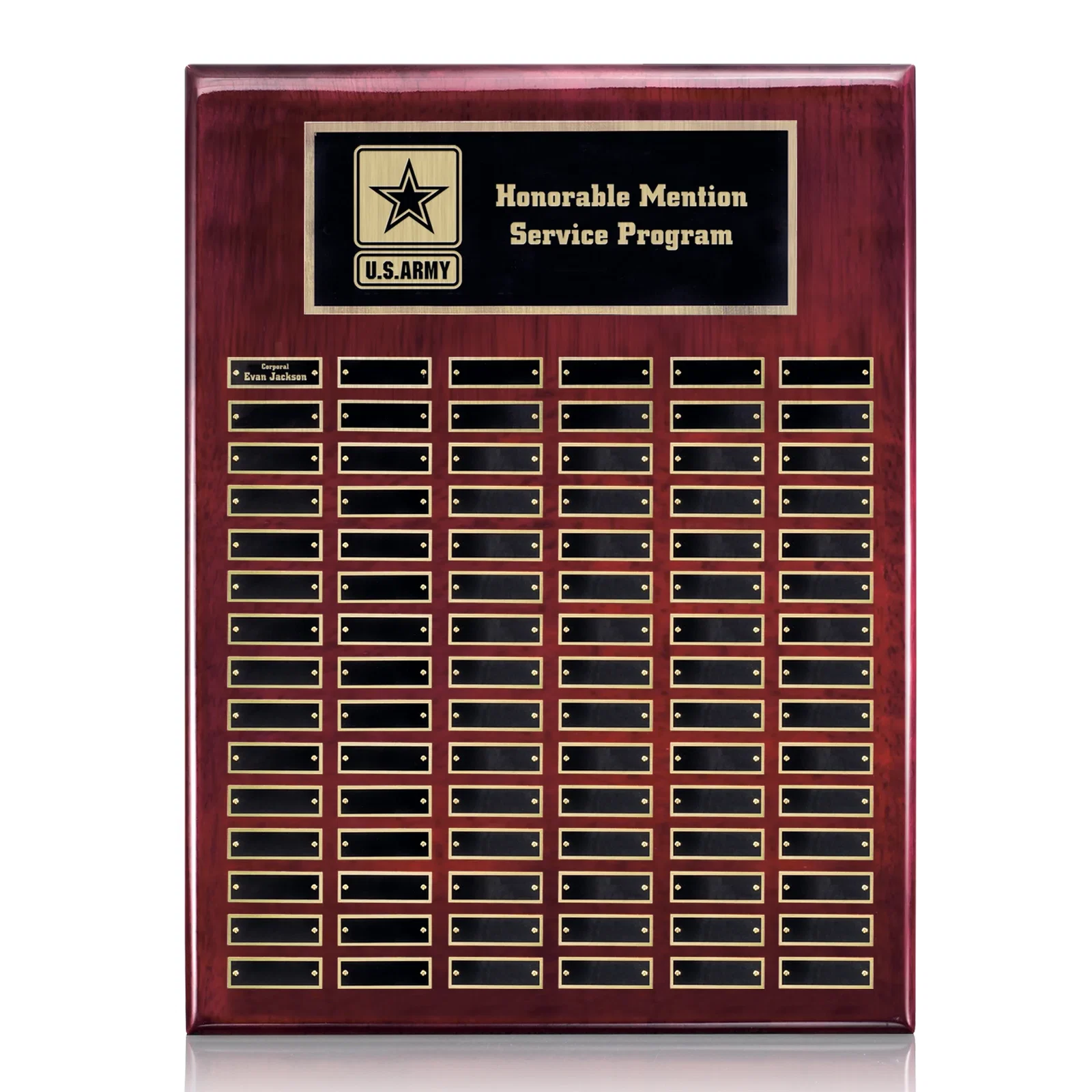 Custom Piano Finish Perpetual Plaque With Plates Shipped Blank And Attached for donor appreciation