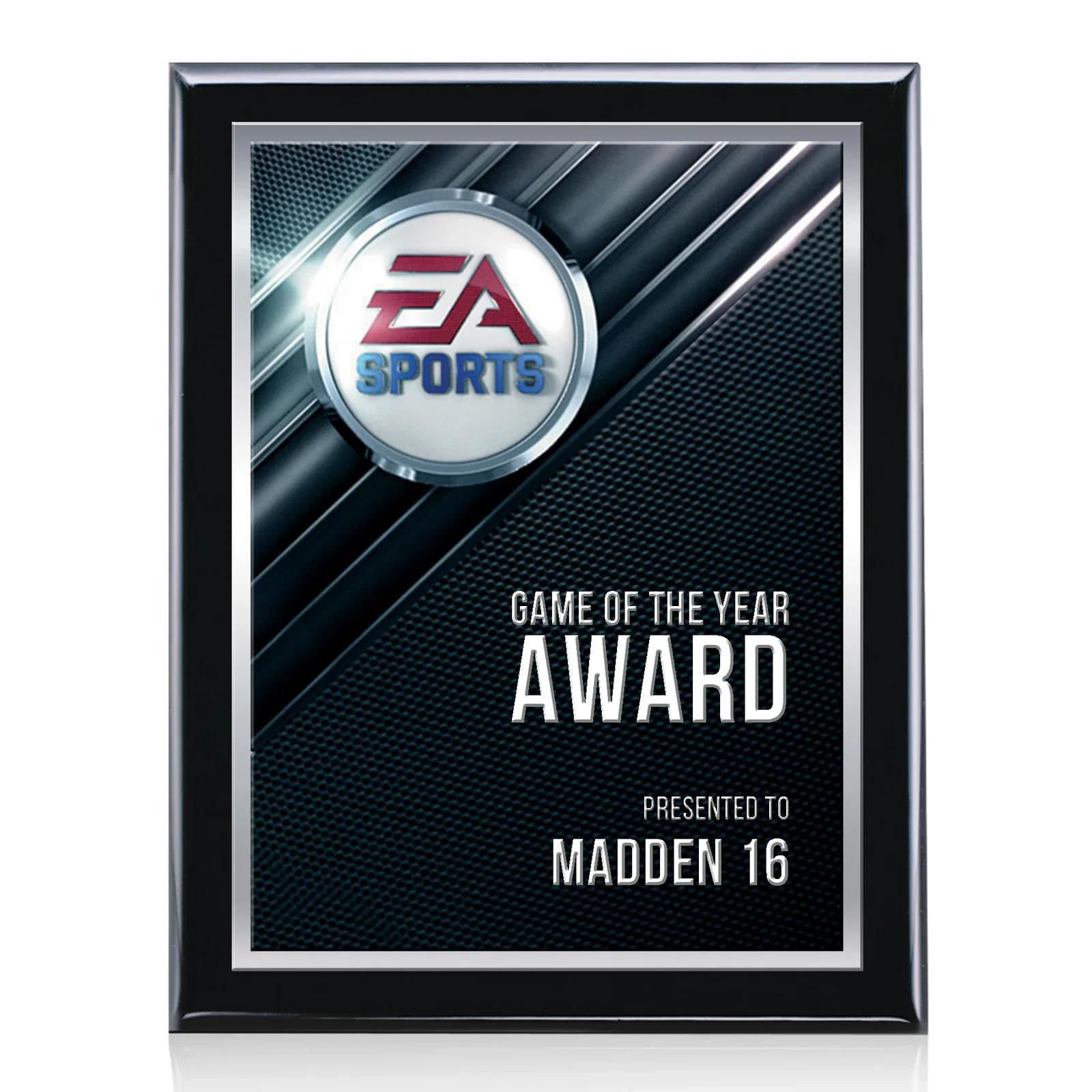 Custom Metal Plate Wall Plaque With 3D Raised Texture, Black Piano Finish for team milestone celebrations