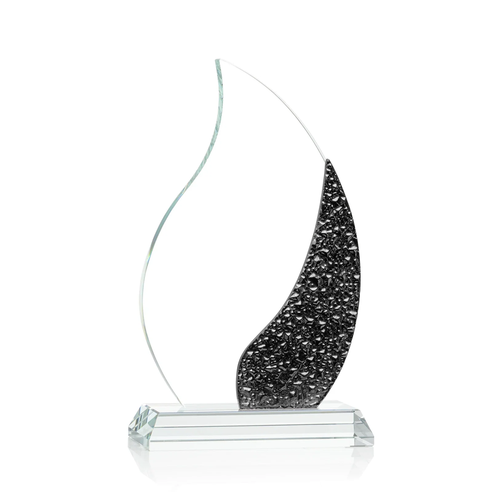 Branded Starfire Crystal Flame Award with a Stained-Glass Side Texture for safety achievement programs