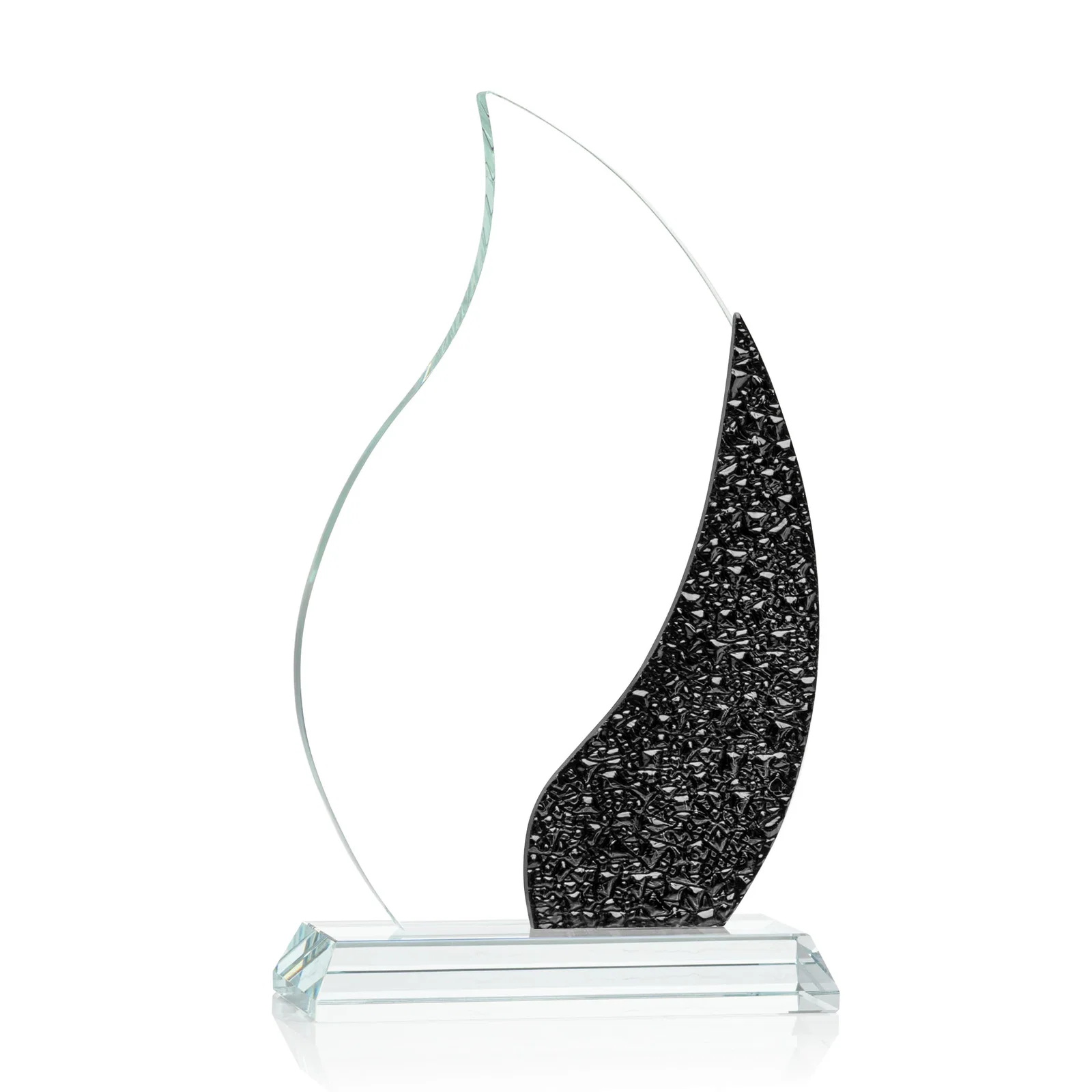 Branded Starfire Crystal Flame Award with a Stained-Glass Side Texture for volunteer appreciation