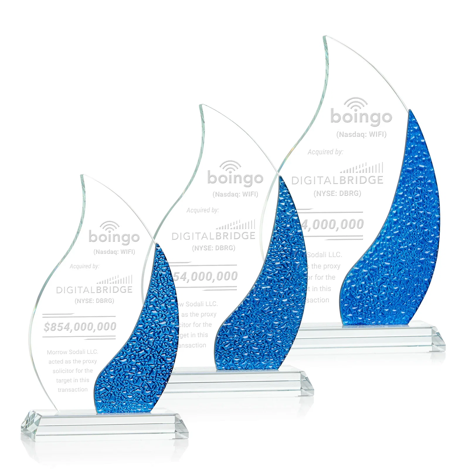 Custom Starfire Crystal Flame Award with a Stained-Glass Side Texture for safety achievement programs