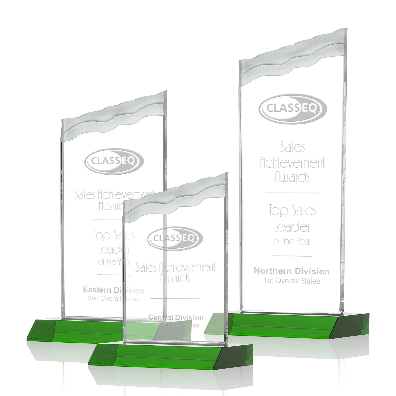 Personalized Starfire Crystal Award with Carved Waterfall Top, Black Mitered Base, awards for employee recognition