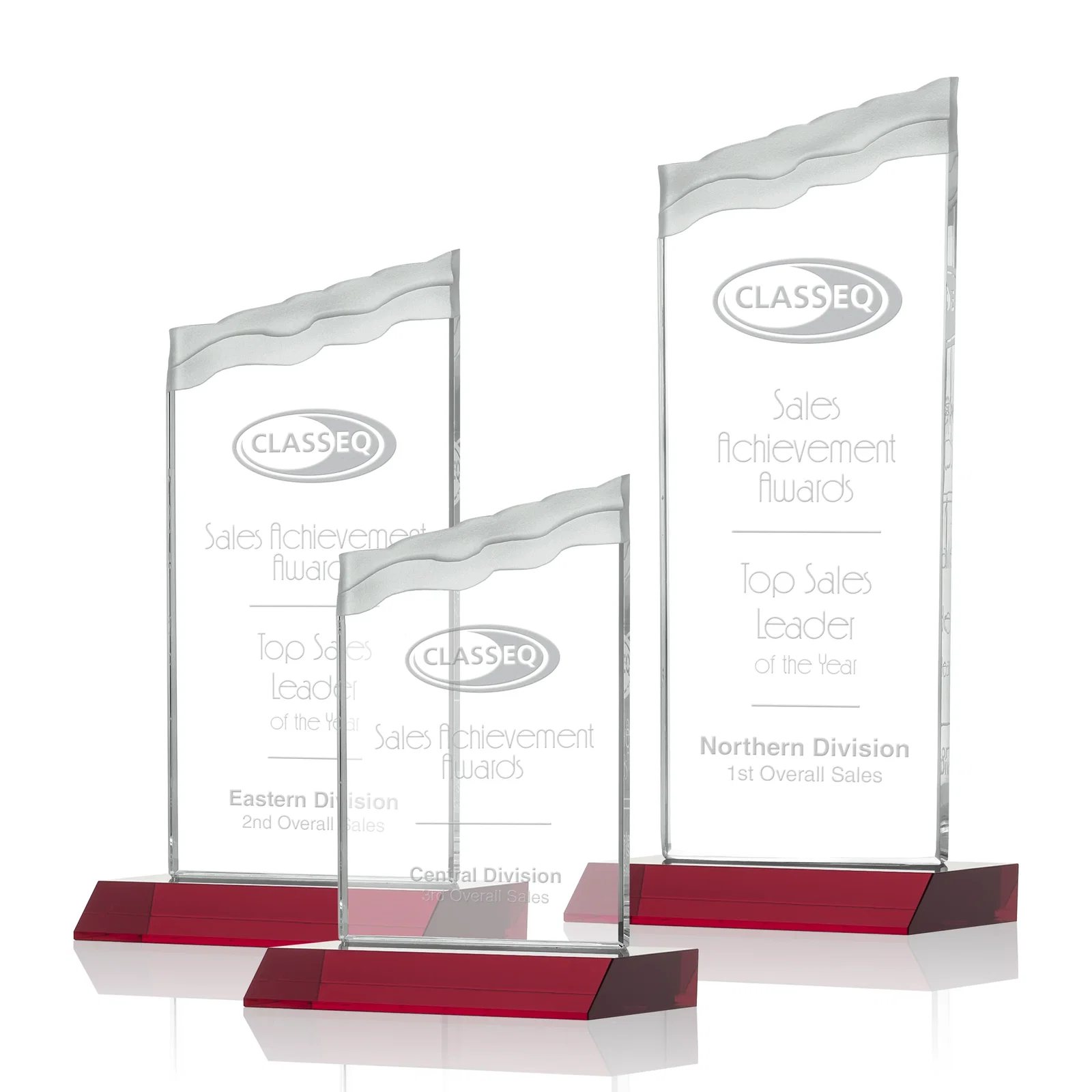 Personalized Starfire Crystal Award with Carved Waterfall Top, Black Mitered Base, awards for safety achievement programs