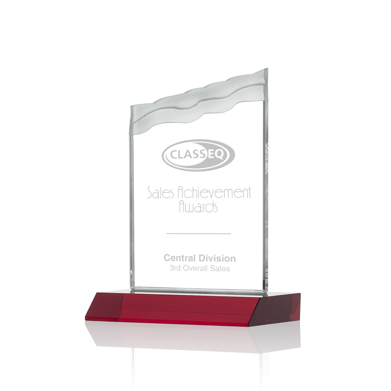 Personalized Starfire Crystal Award with Carved Waterfall Top, Black Mitered Base, awards for volunteer appreciation