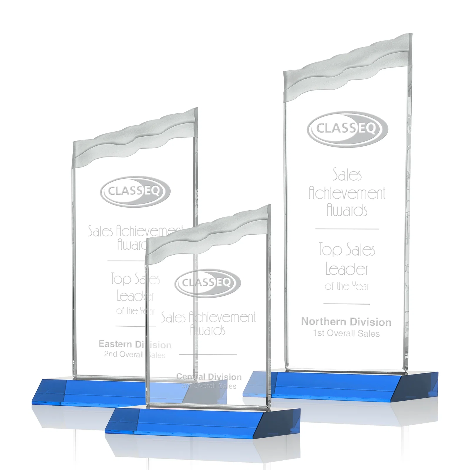 Promotional Starfire Crystal Award with Carved Waterfall Top, Black Mitered Base, awards for employee recognition