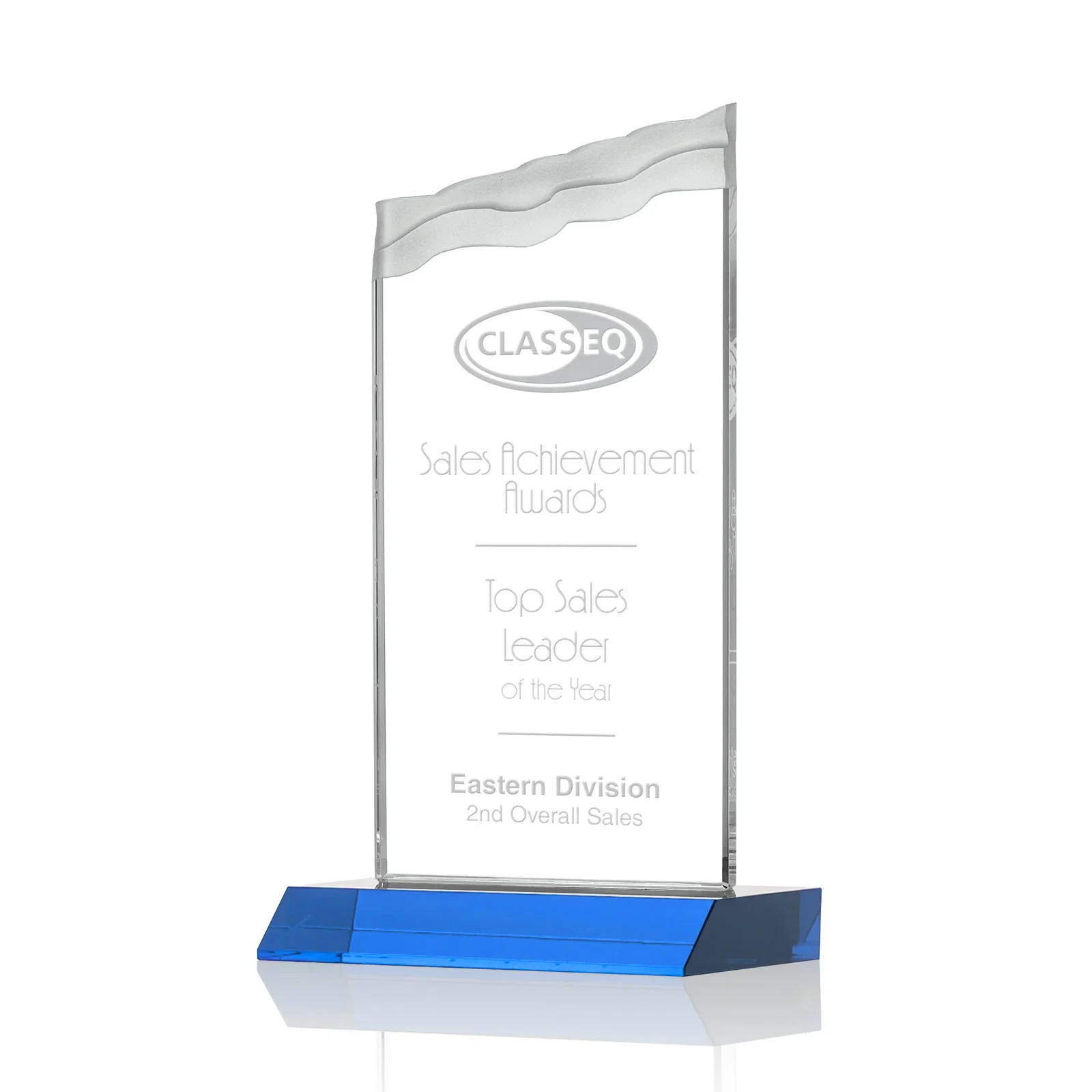 Promotional Starfire Crystal Award with Carved Waterfall Top, Black Mitered Base, awards for service anniversary gifts
