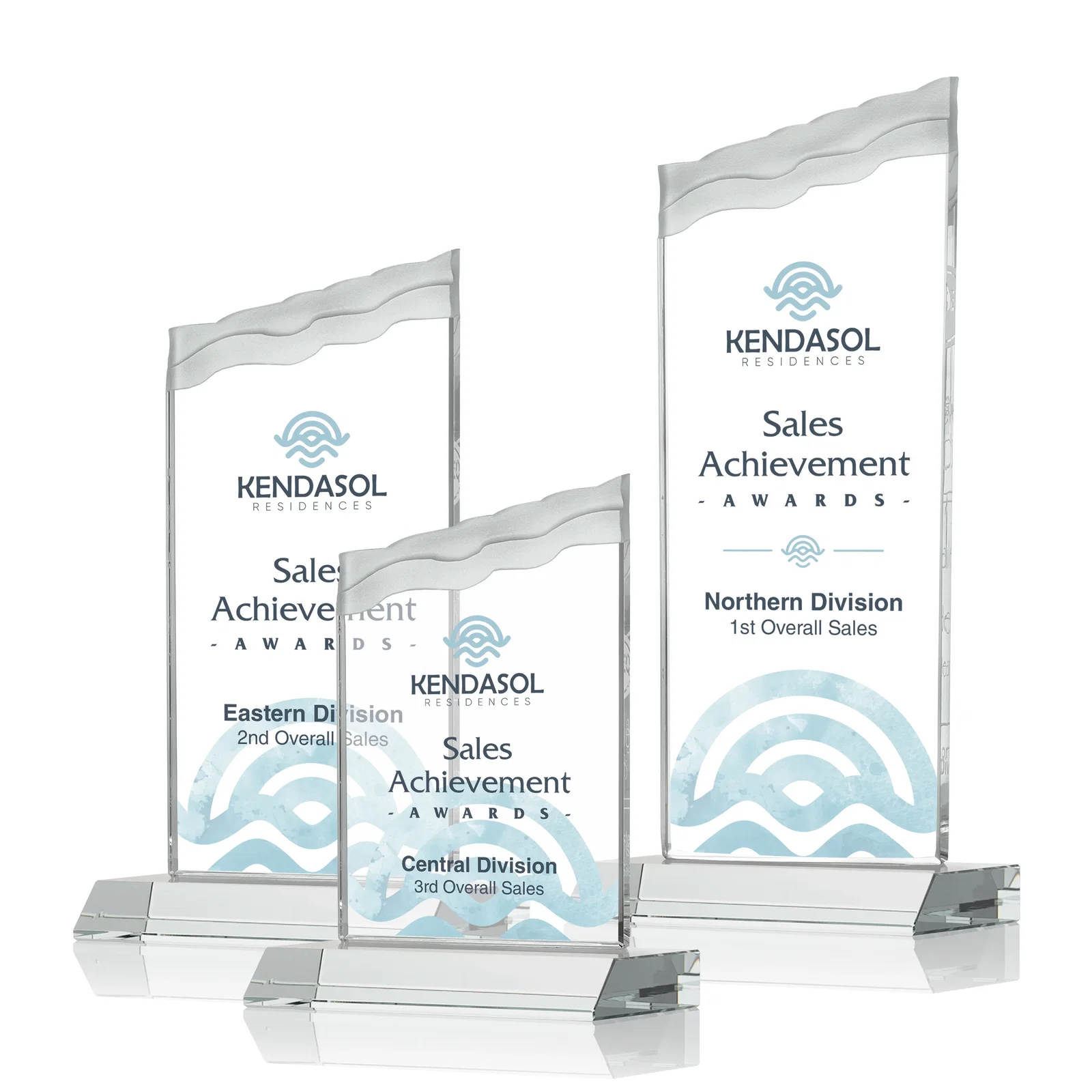 Promotional Starfire Crystal Award with Carved Waterfall Top, Black Mitered Base, awards for safety achievement programs