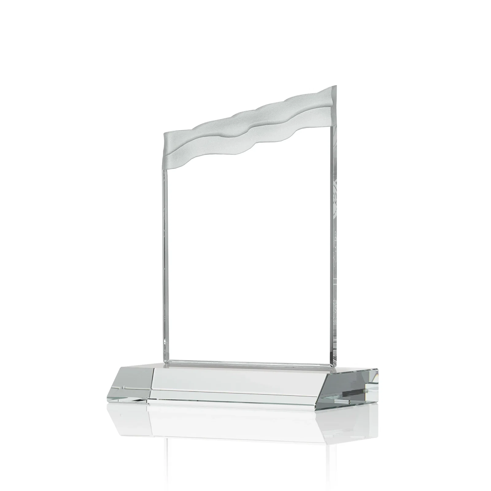 Customized Starfire Crystal Award with Carved Waterfall Top, Black Mitered Base, awards for graduation ceremonies