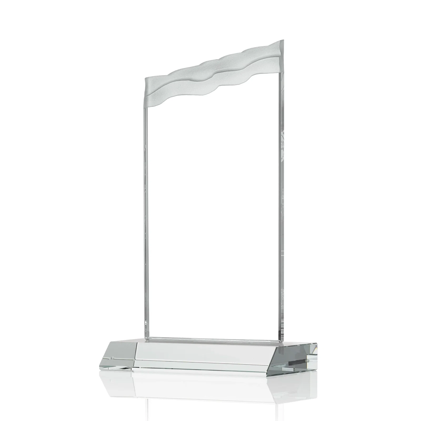 Customized Starfire Crystal Award with Carved Waterfall Top, Black Mitered Base, awards for safety achievement programs
