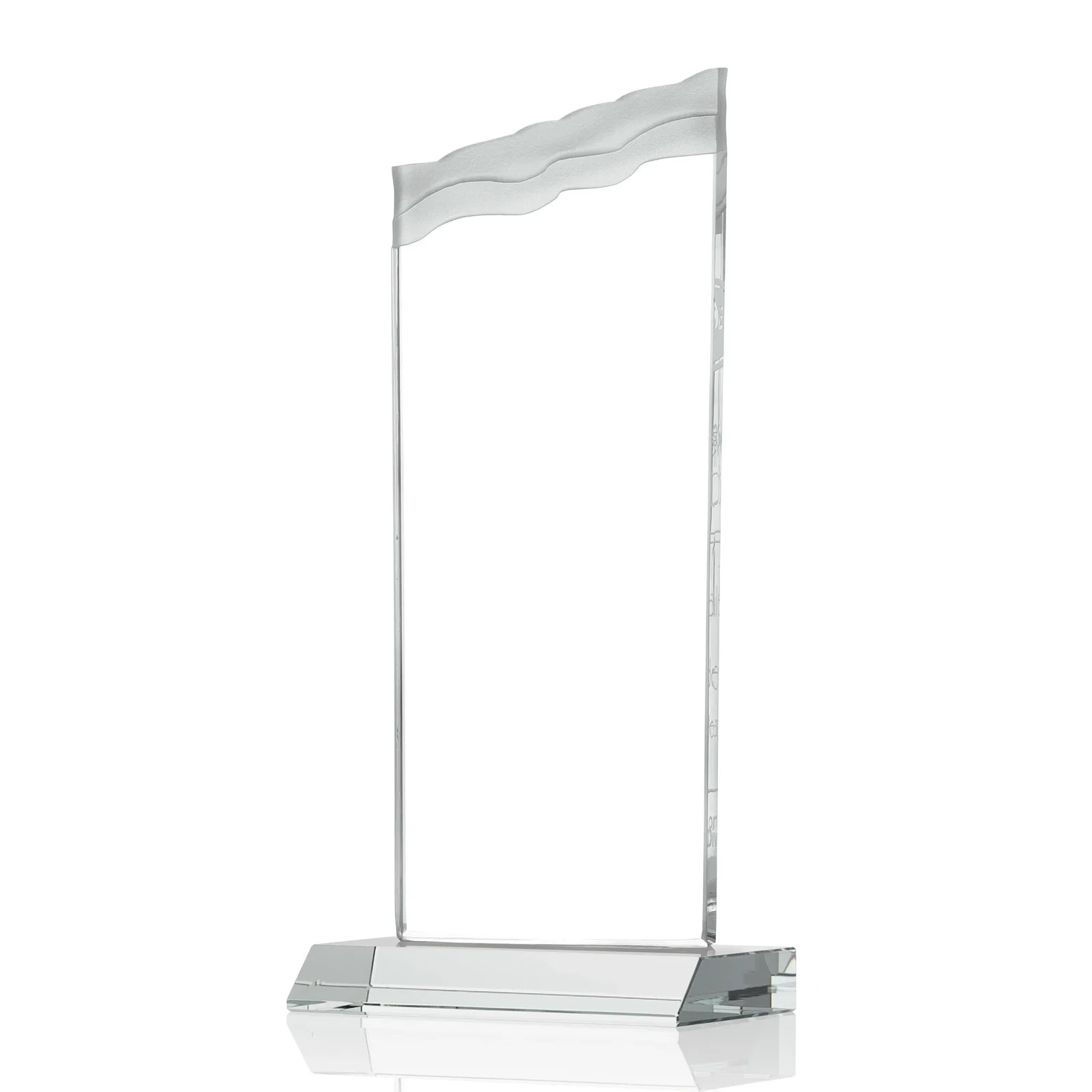 Customized Starfire Crystal Award with Carved Waterfall Top, Black Mitered Base, awards for volunteer appreciation