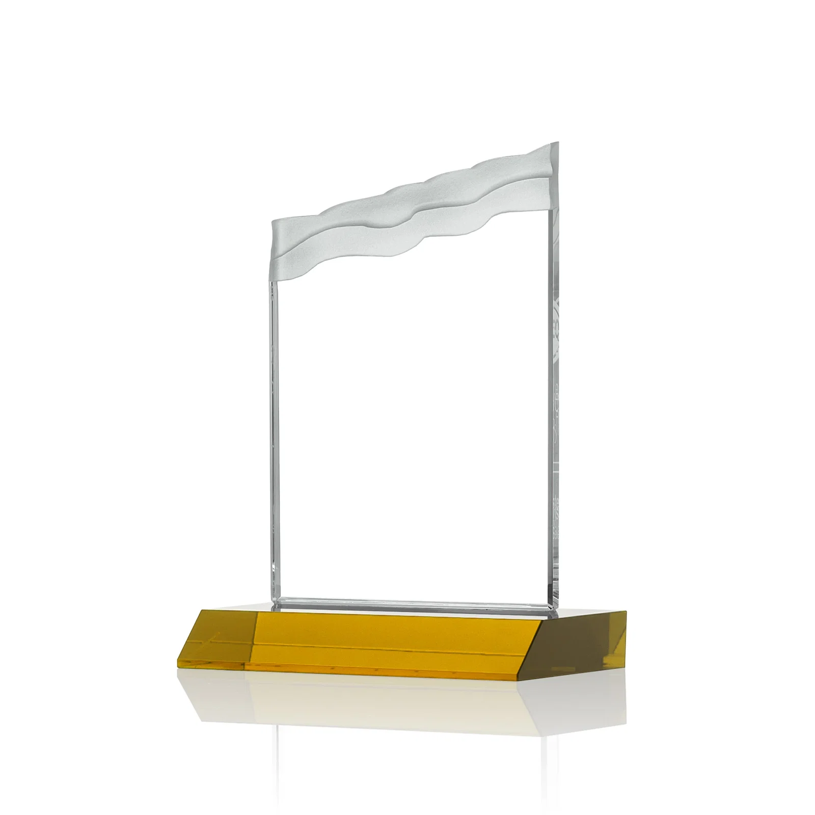 Customized Starfire Crystal Award with Carved Waterfall Top, Black Mitered Base, awards for dealer and partner awards